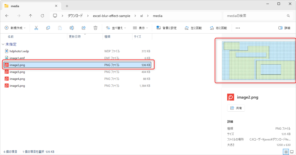 取り出した元画像 ぼかす前のサンプル画像がそのまま見えている状態